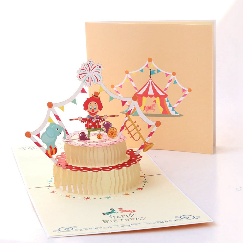 Birthday Clown Cake Handmade 3D Card