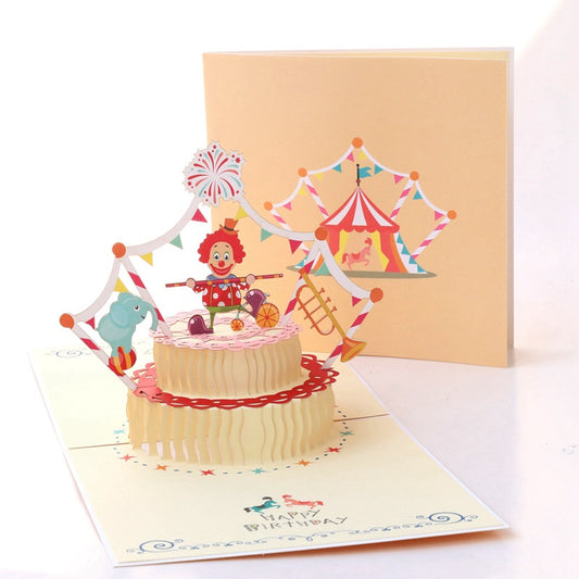 Birthday Clown Cake Handmade 3D Card