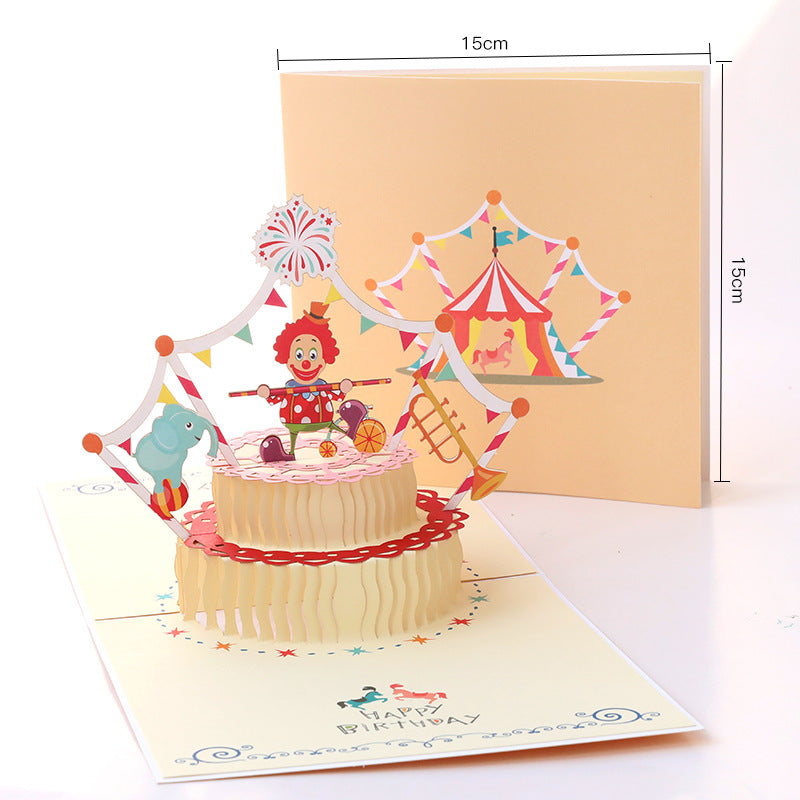 Birthday Clown Cake Handmade 3D Card