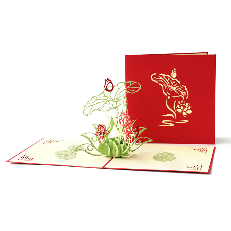 Mother's Day Water Lotus Handmade 3D Card