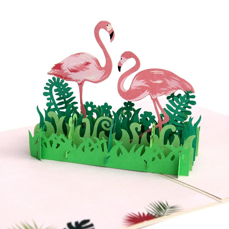 Valentine's Day Flamingo 3D Card