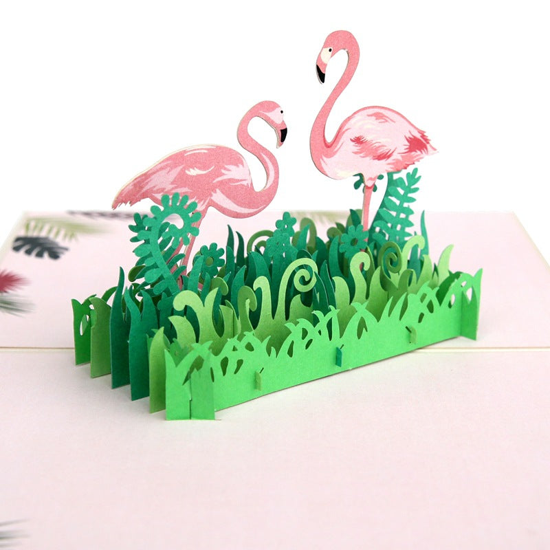 Valentine's Day Flamingo 3D Card