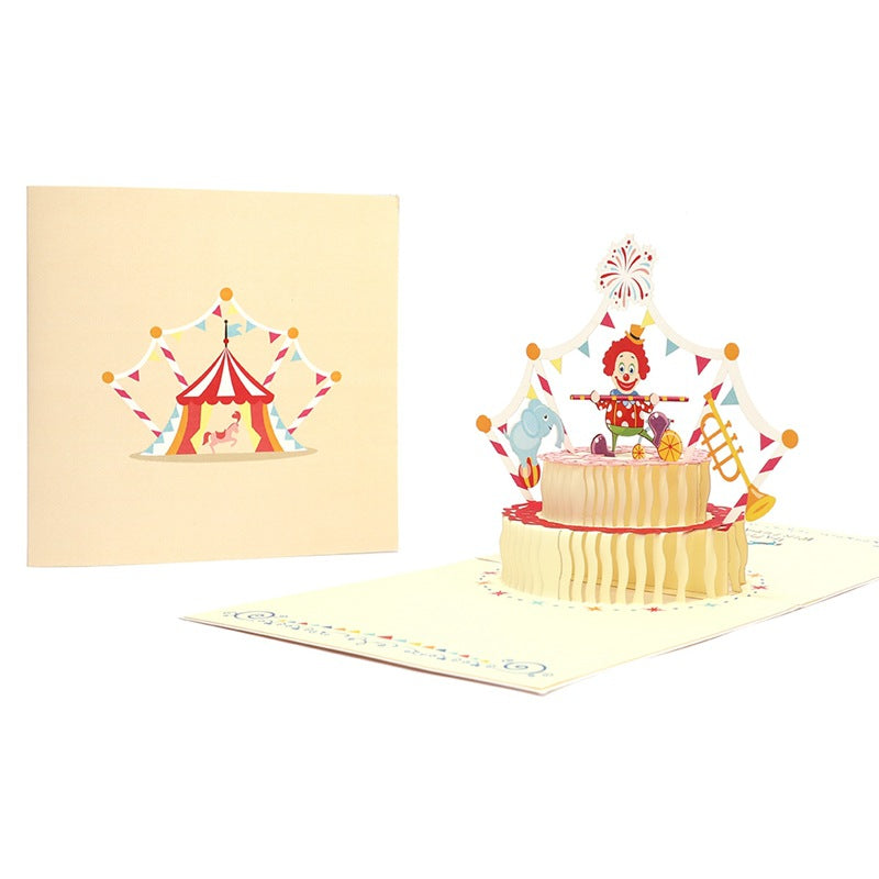 Birthday Clown Cake Handmade 3D Card