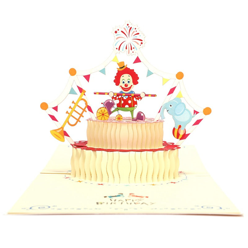 Birthday Clown Cake Handmade 3D Card