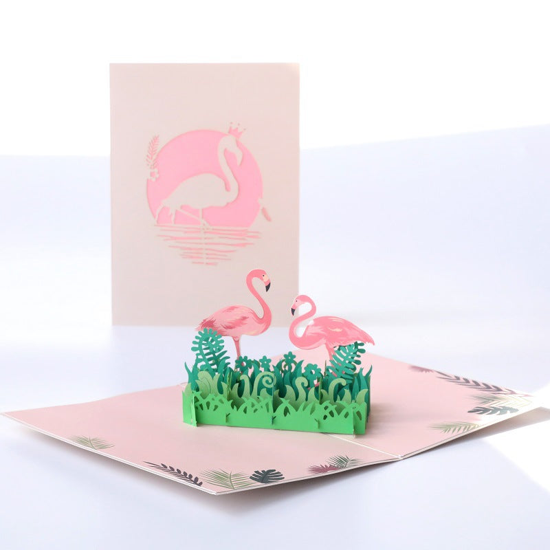 Valentine's Day Flamingo 3D Card