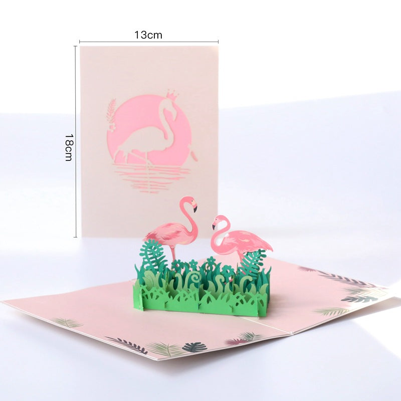 Valentine's Day Flamingo 3D Card