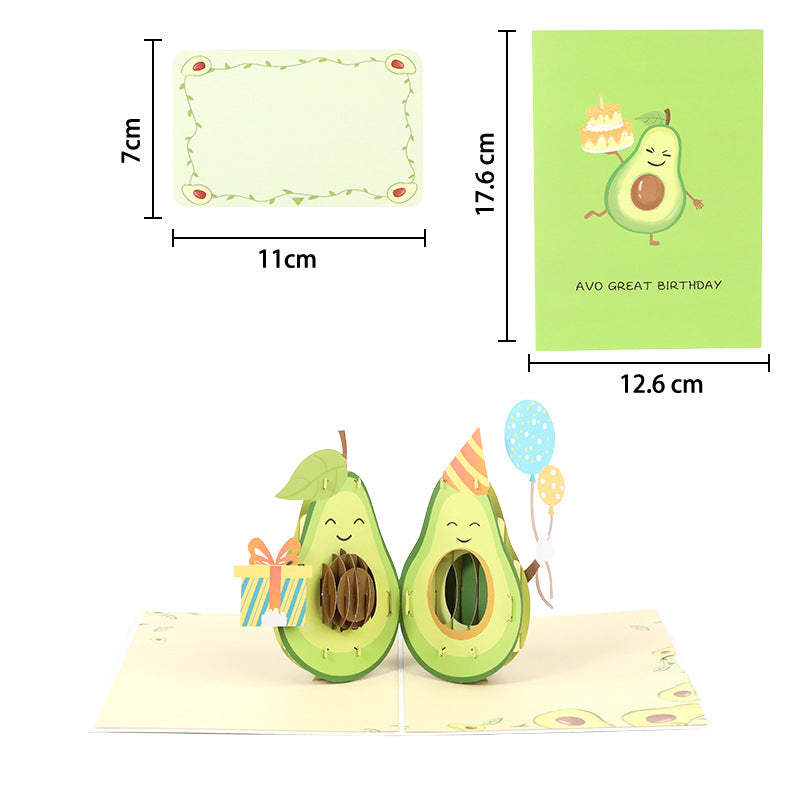 Birthday Avocado Handmade 3D Card